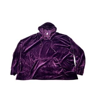 Green Tea Purple Velour Hoodie XXL Soft Kangaroo Pocket